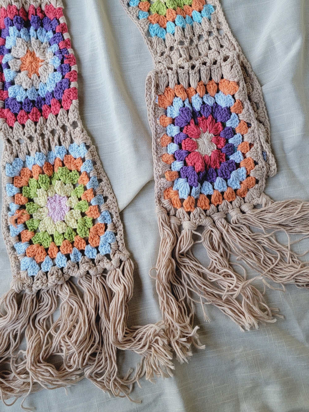 Tricia Fix Multicolor Crochet Granny Square Tote w/scarf Set Sample NO TAGS - Picture 11 of 13